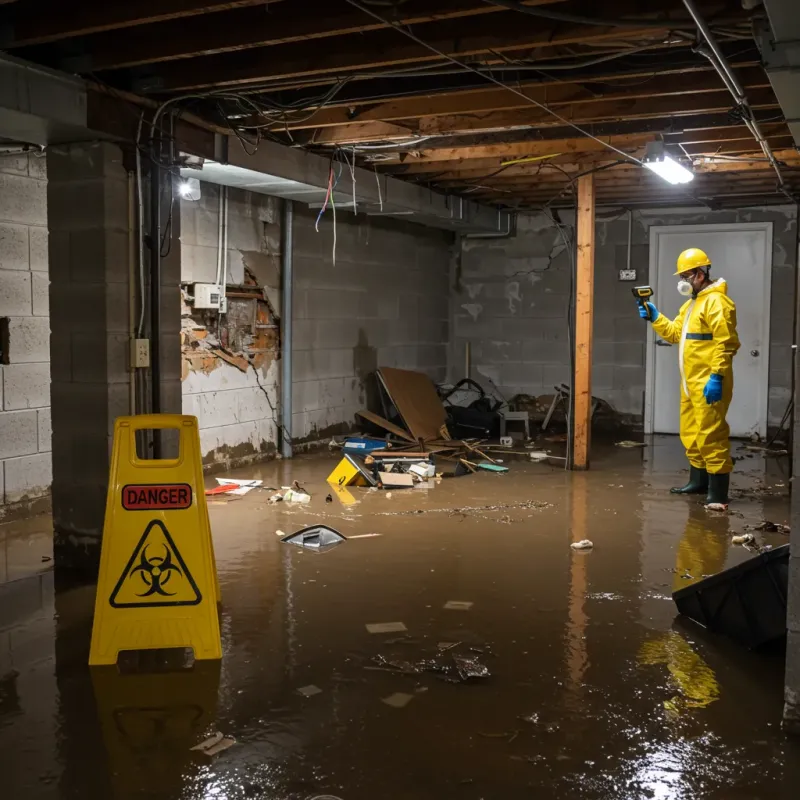 Flooded Basement Electrical Hazard in Bondsville, MA Property