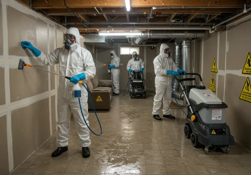 Basement Moisture Removal and Structural Drying process in Bondsville, MA